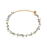 Bracelet de cheville doré et pampilles multi pierres -