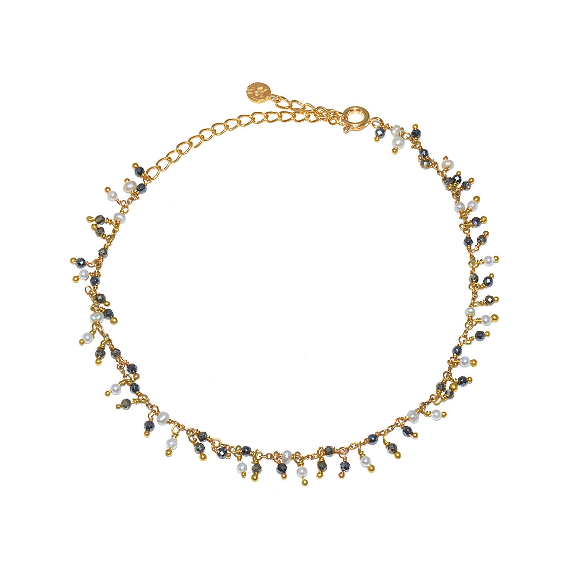 Bracelet de cheville doré et pampilles multi pierres - PERLE