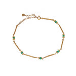 Chaine de cheville dorée et pierre - ONYX VERTE