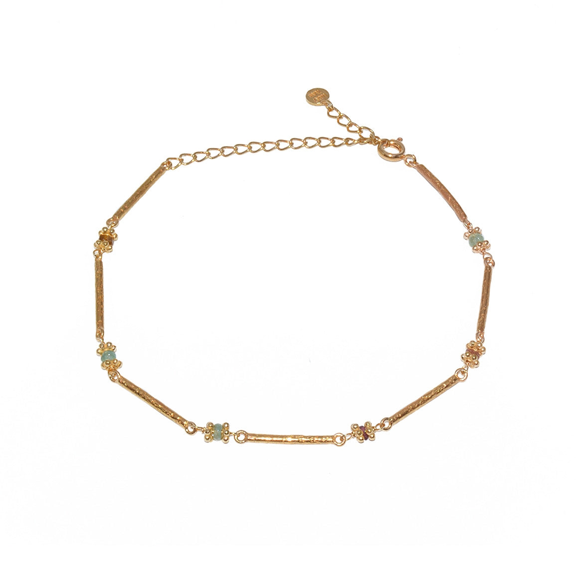 Chaine de cheville dorée et pierre - TOURMALINE