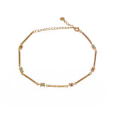 Chaine de cheville dorée et pierre - TOURMALINE