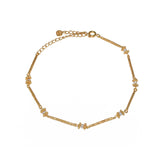 Chaine de cheville dorée et pierre - PERLE DE CULTURE