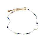 Chaine de cheville dorée et pierres - PERLE DE CULTURE -