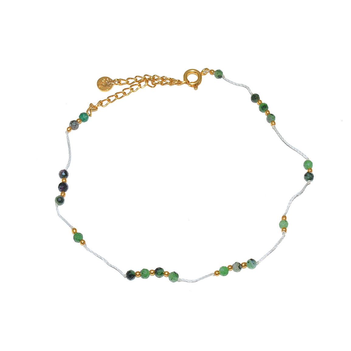 Chaine de cheville dorée et pierres - RUBIS ZOISITE