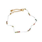 Chaine de cheville dorée et pierres - TOURMALINE