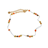 Chaine de cheville dorée et pierres - ONYX ROUGE - PYRITE -