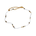 Chaine de cheville dorée et pierres - PERLE DE CULTURE -