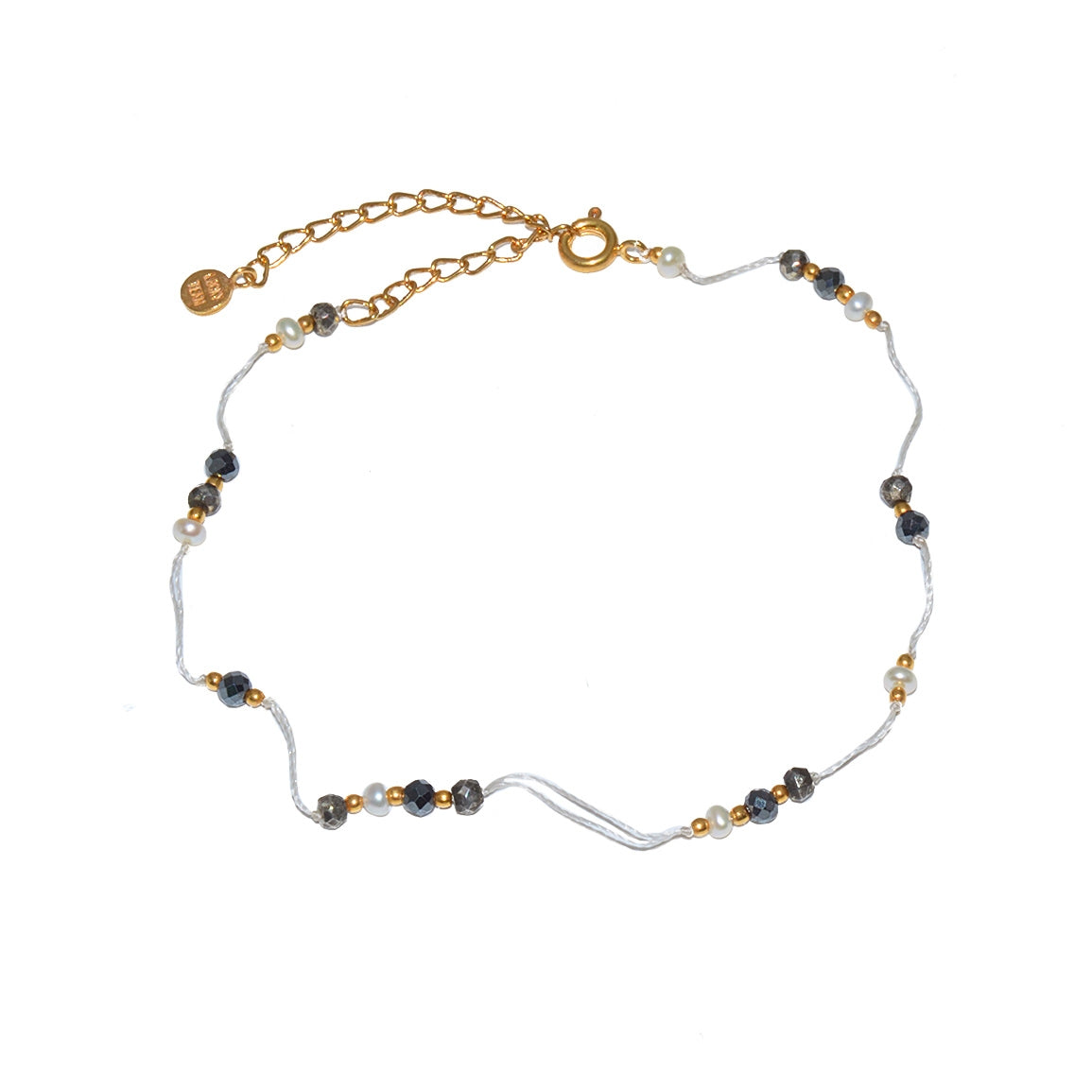 Chaine de cheville dorée et pierres - PERLE DE CULTURE -