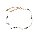 Chaine de cheville dorée et pierres - PERLE DE CULTURE -