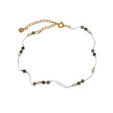 Chaine de cheville dorée et pierres - PERLE DE CULTURE -