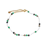 Chaine de cheville dorée et pierres - ONYX VERTE - ONYX