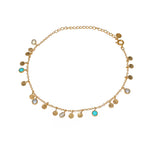 Bracelet de cheville doré et pampilles pierres - PERLE DE