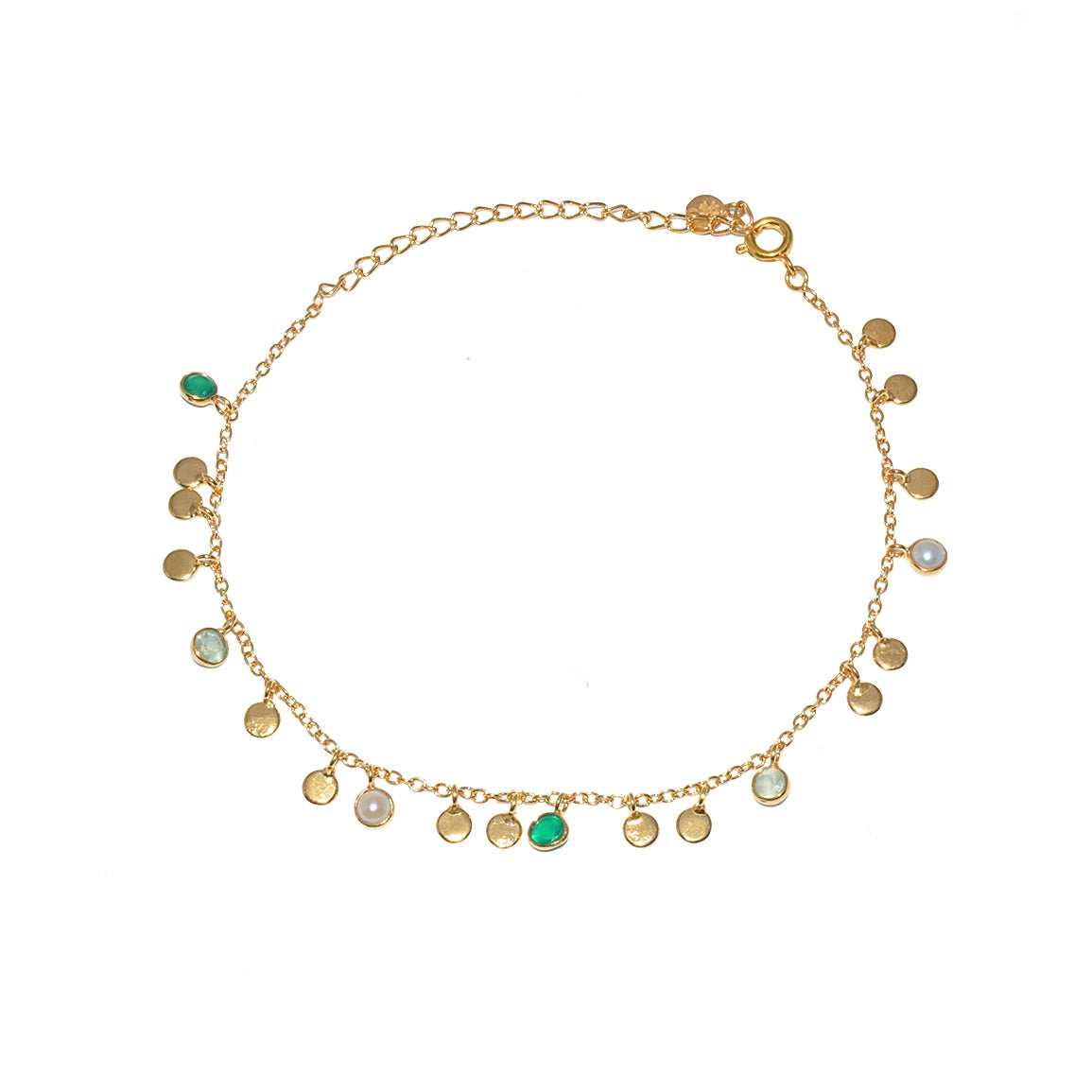 Bracelet de cheville doré et pampilles pierres - PERLE DE