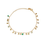 Bracelet de cheville doré et pampilles pierres - PERLE DE