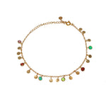 Bracelet de cheville doré et pampilles pierres - TOURMALINE