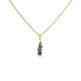 Collier doré et pendentif 4 pierres facettées - IOLITE