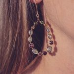 Boucles dorées gipsy multi pierres - TOURMALINE - Boucles