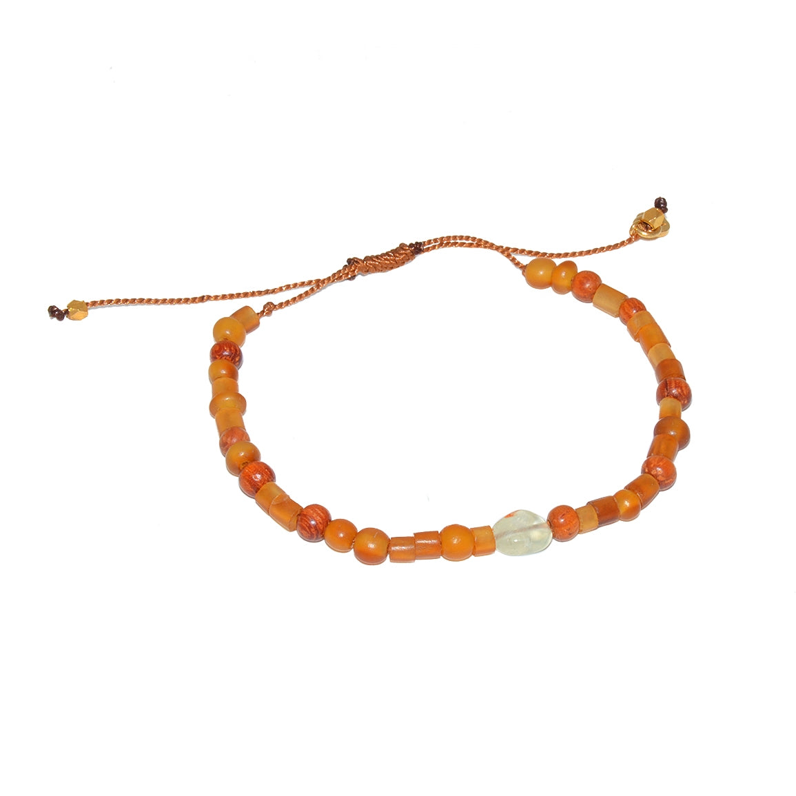 Bracelet perles bois et prehnite