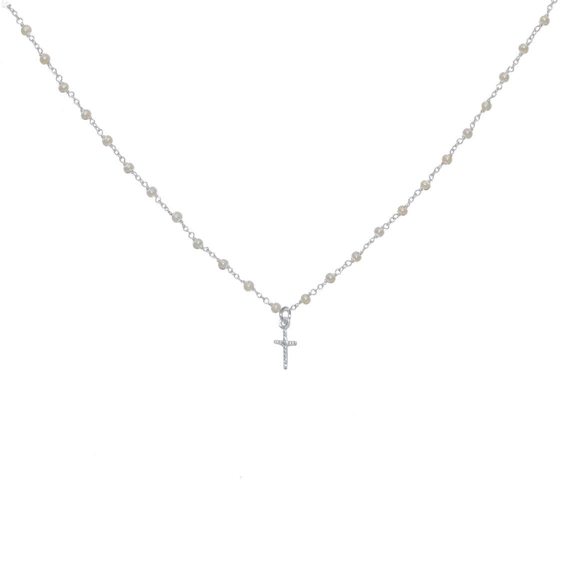 Collier argent 925 perles de culture et croix