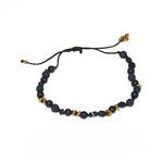 Bracelet cordon perles de lave et agathe noire
