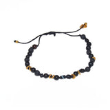 Bracelet cordon perles de lave et agathe noire