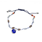 Bracelet cordon oeil et pierres - BLEU MARINE