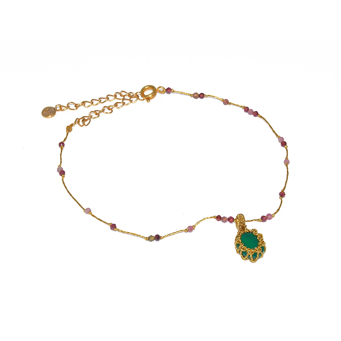 Bracelet de cheville cordon doré labradorite howlite