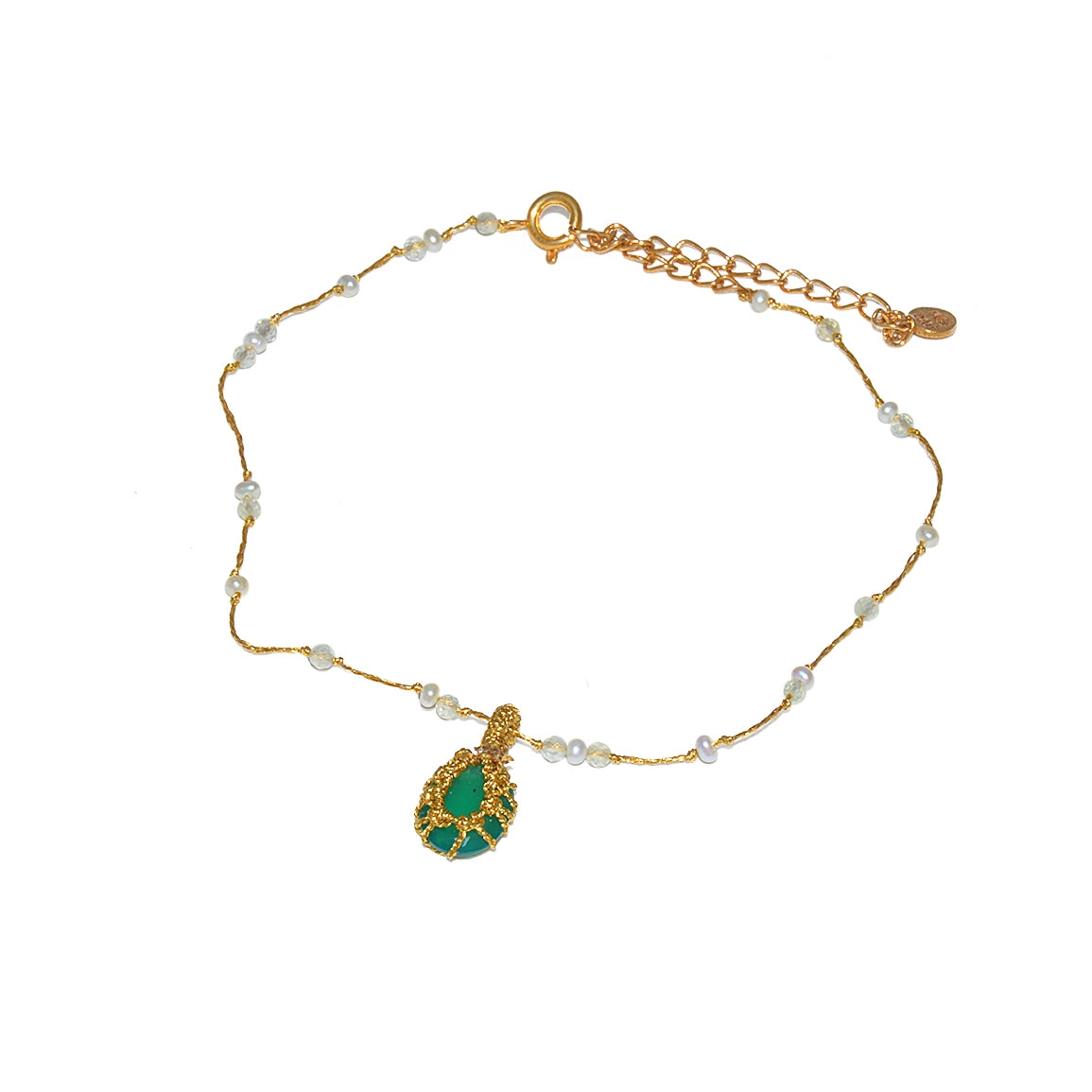 Bracelet de cheville cordon doré labradorite howlite