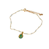 Bracelet de cheville cordon doré labradorite howlite