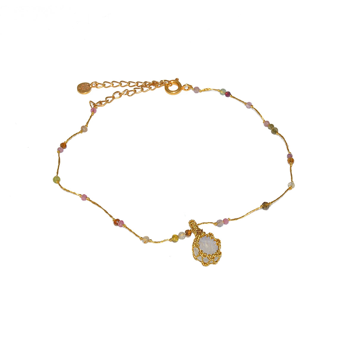 Bracelet de cheville cordon doré labradorite howlite