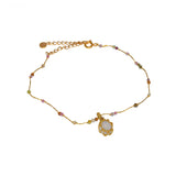 Bracelet de cheville cordon doré labradorite howlite