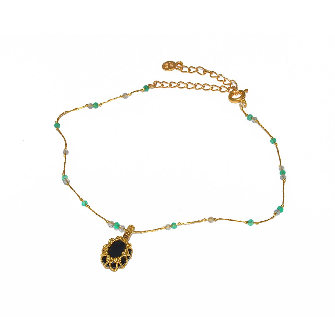 Bracelet de cheville cordon doré labradorite howlite