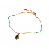 Bracelet de cheville cordon doré labradorite howlite