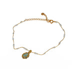 Bracelet de cheville cordon doré labradorite howlite