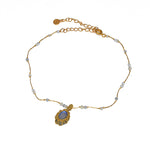 Bracelet de cheville cordon doré labradorite howlite