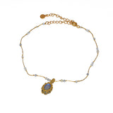 Bracelet de cheville cordon doré labradorite howlite