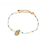 Bracelet de cheville cordon doré labradorite howlite