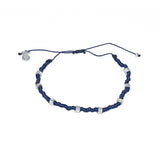 Bracelet cordon bleu marine et argent 925