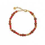 Bracelet doré et perles naturelles mix - MIX ROUGE & BOIS