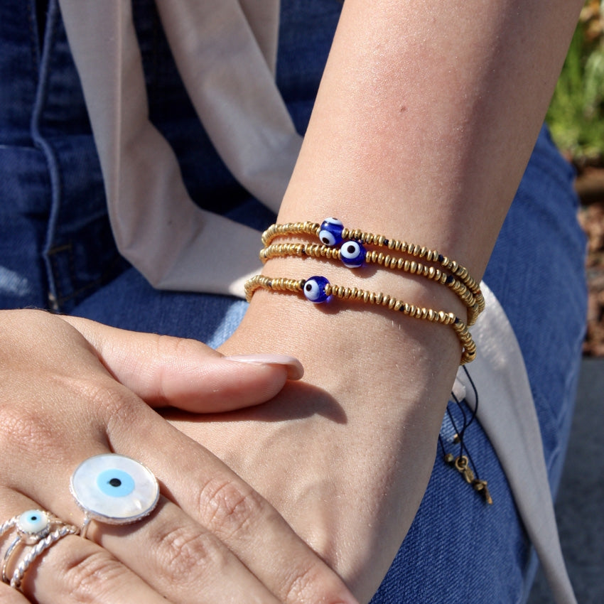 Bague oeil turc dorée à l’or fin 18k - Bagues