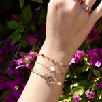 Jonc doré texturé losange de pierres