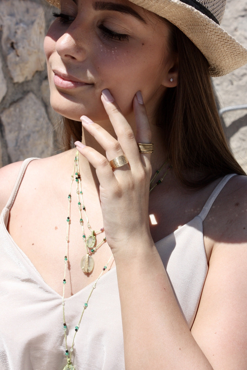 Bague huit rangs dorée à l’or fin 18k - Bagues