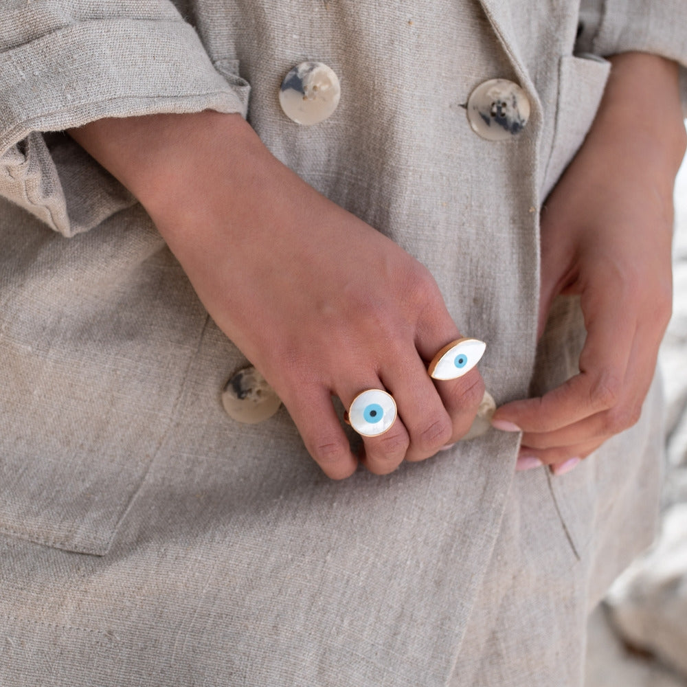 Bague oeil turc dorée à l’or fin 18k - Bagues