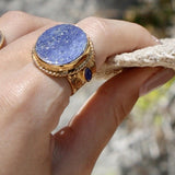 Chevalière dorée XXL pierre ronde - 50 / LAPIS