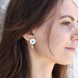 Boucles dorées oeil porte bonheur et zircon