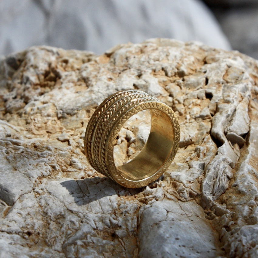 Bague anneau tressé doré à l’or fin 18k - Bagues
