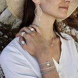 Bague martelée trio de pierre turquoise en argent 925 -