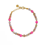 Bracelet pierres naturelles et disques dorés - MIX ROSE