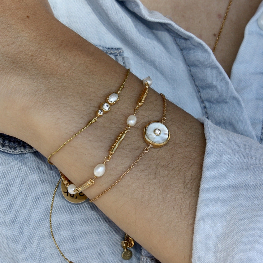 Bracelet tressé pierre et zircon