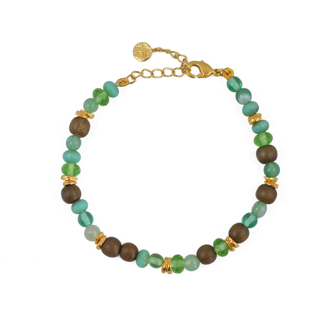 Bracelet doré et perles naturelles mix - MIX VERT & BOIX